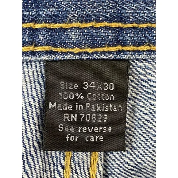 Carbon Black Distressed Jeans Mens 34x30 Blue Ripped Destroyed Denim 100% Cotton - Picture 15 of 15